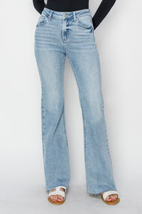 Thumbnail for RISEN Full Size High Rise Raw Cut Hem Bootcut Jeans