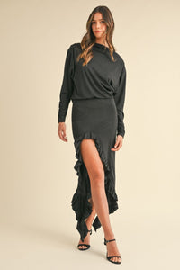 Thumbnail for Mable Backless Asymmetric Ruffle Hem Dress