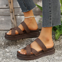 Thumbnail for Crisscross PU Leather Flat Sandals