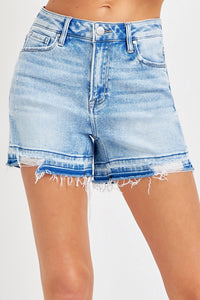 Thumbnail for RISEN High Rise Distressed Hem Denim Shorts