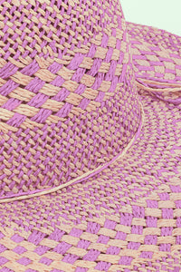 Thumbnail for Fame Checkered Straw Weave Sun Hat