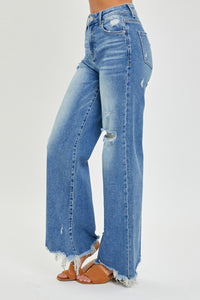 Thumbnail for RISEN Full Size High Rise Frayed Hem Wide Leg Jeans