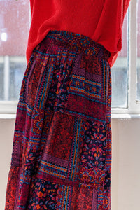 Thumbnail for ODDI Full Size Printed Tiered Maxi Skirt