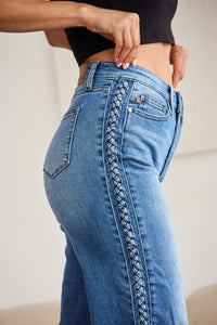 Thumbnail for Judy Blue Full Size Braid Side Detail Wide Leg Jeans