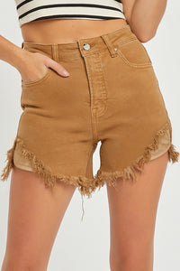 Thumbnail for RISEN High Waist Frayed Hem Denim Shorts