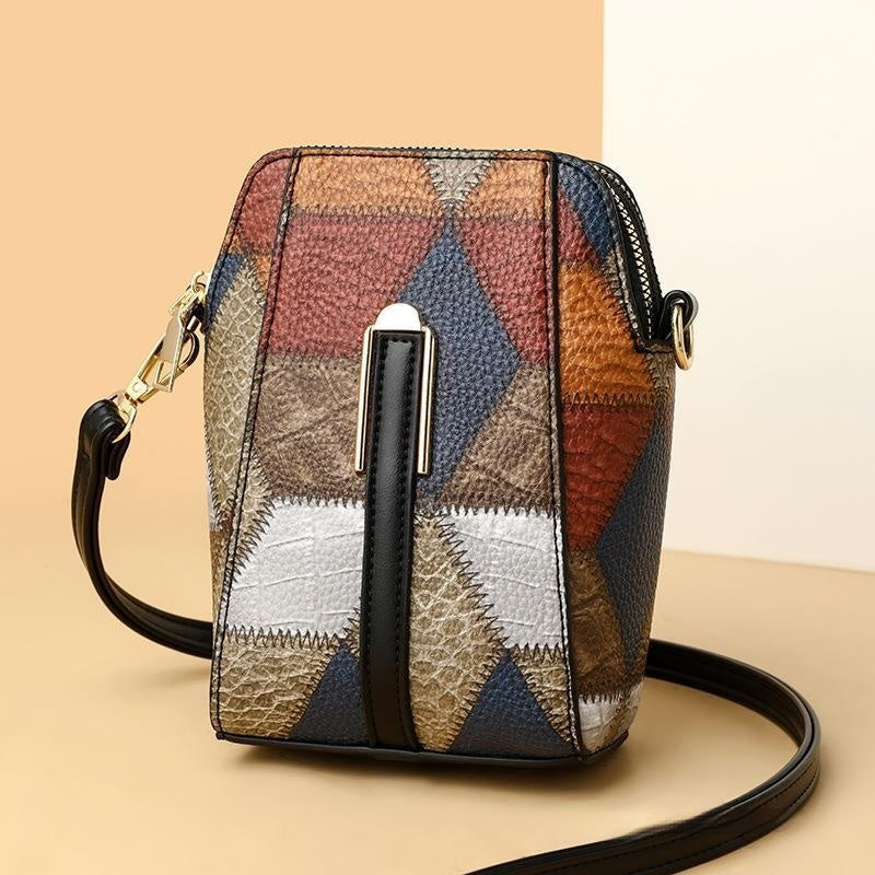 Fashion Soft Leather Stitching Shoulder Bag