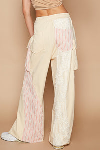 Thumbnail for POL Crochet Contrast Drawstring Wide Leg Pants