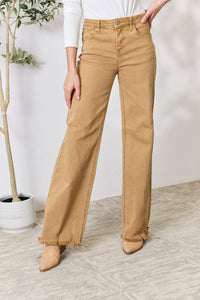 Thumbnail for RISEN Full Size Fringe Hem Wide Leg Jeans