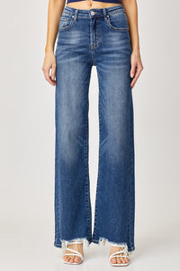 Thumbnail for Risen Full Size High Rise Frayed Hem Wide Leg Jeans