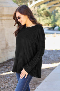 Thumbnail for Basic Bae Full Size Ribbed Round Neck Long Sleeve Knit Top