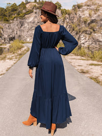 Thumbnail for Long Sleeve Lace Trim Maxi Dress