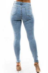 Thumbnail for Crisscross Strap Denim Cut Skinny Jeans