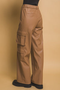 Thumbnail for Love Tree PU Leather Cargo Pants