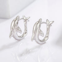 Thumbnail for 925 Sterling Silver Zircon Dolphin Earrings