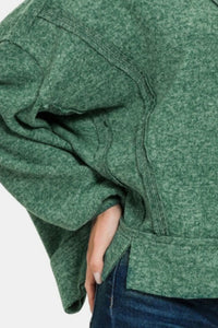 Thumbnail for Zenana Brushed Hacci Exposed Seam Hoodie