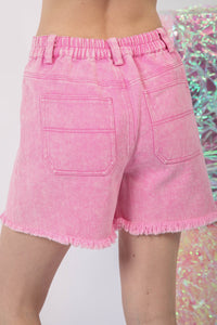 Thumbnail for VERY J  Washed Raw Hem Denim Shorts