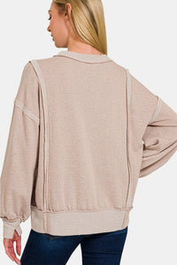 Thumbnail for Zenana Washed Exposed-Seam Sweatshirt