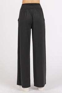 Thumbnail for Mittoshop Stretch Banded Waist Wide Leg Pants with Pockets