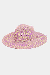 Thumbnail for Fame Checkered Straw Weave Sun Hat