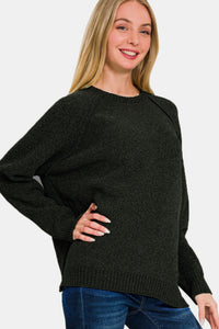 Thumbnail for Zenana Side Slit Raglan Sleeve Sweater