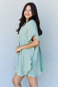 Thumbnail for Ninexis Out Of Time Full Size Ruffle Hem Dress with Drawstring Waistband in Light Sage