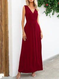 Thumbnail for Surplice Neck Sleeveless Maxi Dress