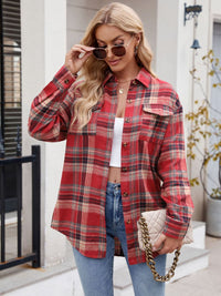 Thumbnail for Mandy Plaid Button Up Long Sleeve Shirt