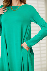 Thumbnail for Zenana Full Size Long Sleeve Flare Dress with Pockets