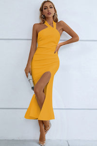 Thumbnail for Halter Neck Split Fishtail Bodycon Dress