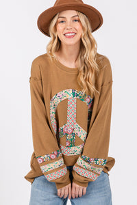 Thumbnail for SAGE + FIG Peace Applique Patch Long Sleeve Top