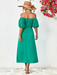 Thumbnail for Off-Shoulder Balloon Sleeve Midi Dress