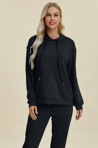 Thumbnail for Basic Bae Full Size Air Scuba Drawstring Long Sleeve Hoodie with Kangaroo Pocket