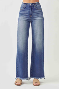 Thumbnail for RISEN High Waist Raw Hem Wide Leg Jeans