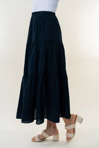 Thumbnail for White Birch High Waisted Tiered Maxi Skirt