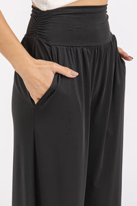 Thumbnail for Mittoshop Stretch Banded Waist Wide Leg Pants with Pockets