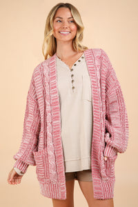 Thumbnail for VERY J Cable Knit Open Front Cardigan