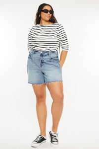 Thumbnail for Kancan Full Size Raw Hem High Waist Denim Shorts