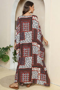 Thumbnail for Printed V-Neck Split Maxi Dress