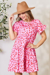 Thumbnail for Double Take Short Flounce Sleeve Tiered Dress