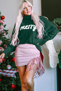 Thumbnail for Double Take Full Size Merry Christmas Turtleneck Long Sleeve Sweater