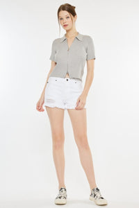 Thumbnail for Kancan Raw Hem Distressed Denim Shorts