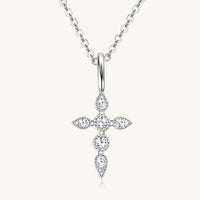 Thumbnail for 925 Sterling Silver Moissanite Cross Pendant Necklace