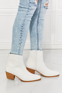 Thumbnail for MMShoes Watertower Town Faux Leather Western Ankle Boots in White