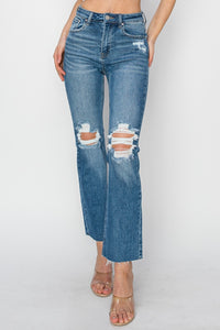 Thumbnail for RISEN High Rise Distressed Ankle Jeans