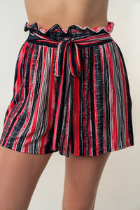 Thumbnail for White Birch Full Size High Waisted Striped Shorts