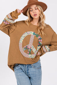 Thumbnail for SAGE + FIG Peace Applique Patch Long Sleeve Top