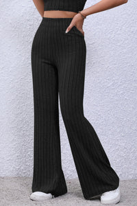 Thumbnail for Basic Bae Full Size Ribbed High Waist Flare Pants