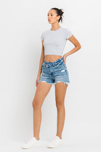 Thumbnail for Lovervet Stepped Waist Raw Hem Denim Shorts