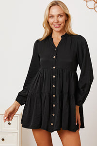 Thumbnail for Ruffled Button Up Long Sleeve Tiered Shirt