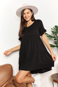 Thumbnail for Mandy V-Neck Flounce Sleeve Tiered Dress